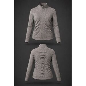 Lululemon Heathered Lunar Rock Ruched back & side cypress kiss 1/2 Zip Jacket 12
